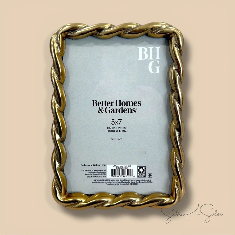 Better Homes & Gardens 5x7 Picture Frame – Gold‎ Rope Metal Tabletop Photo Frame